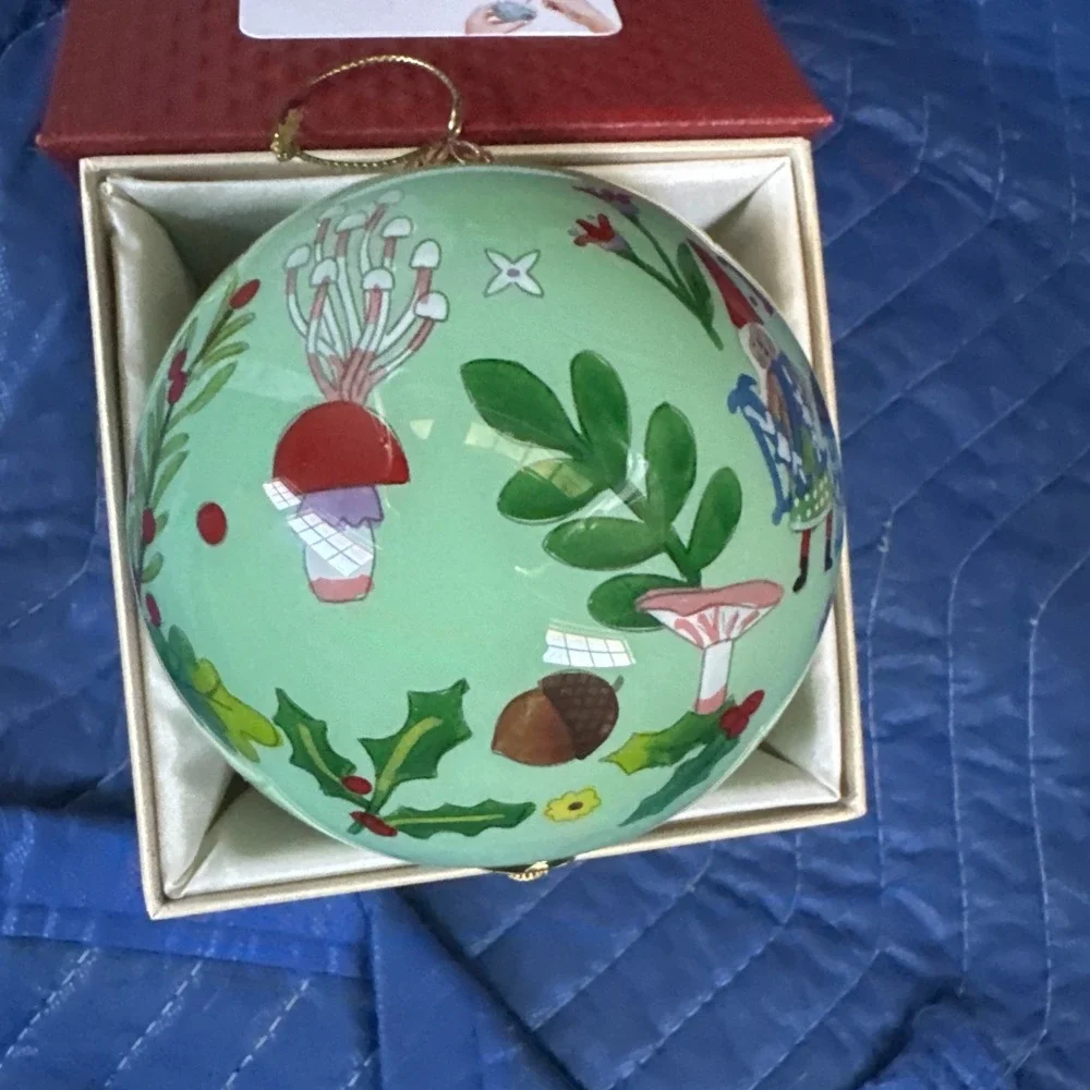 World Market Li Bien Green Woodland Gnome 2025 Glass Ball Ornament